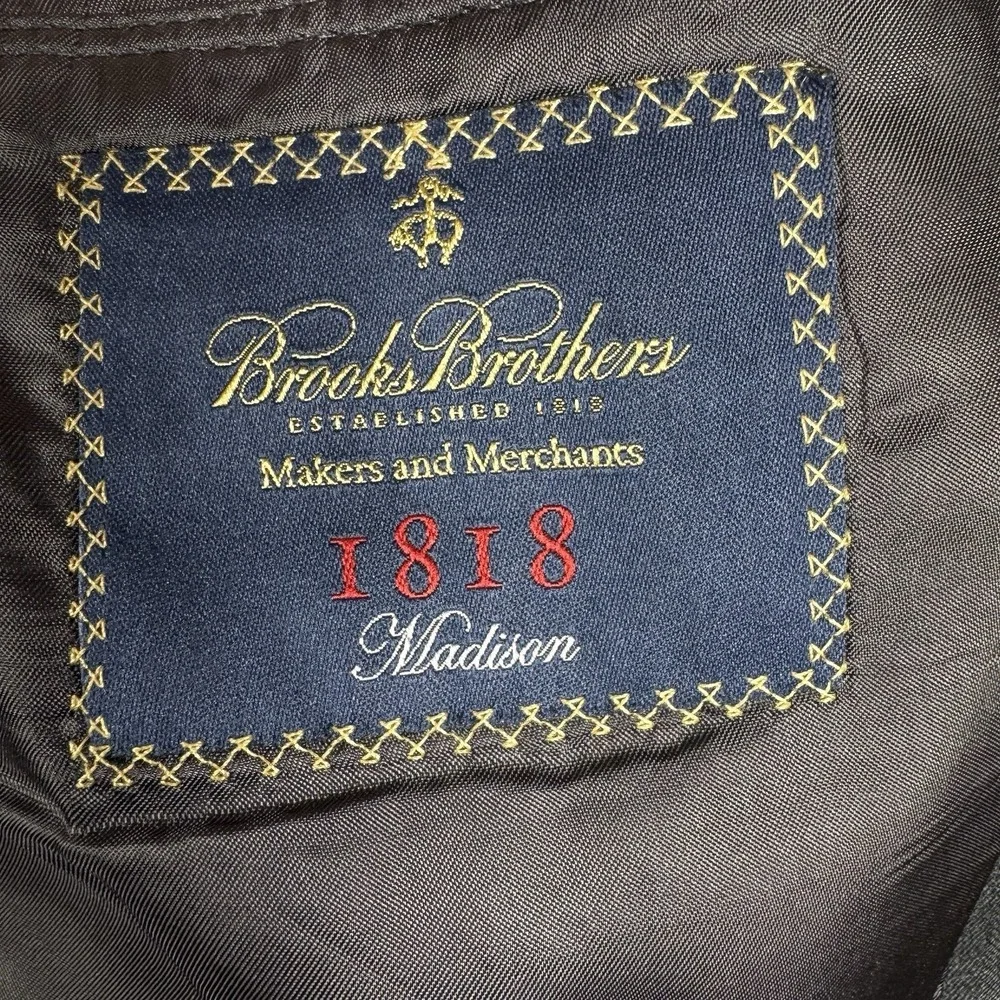 Brooks Brothers 1818 Madison 48L 43W Black Wool Two‎ Button Sport Coat USA